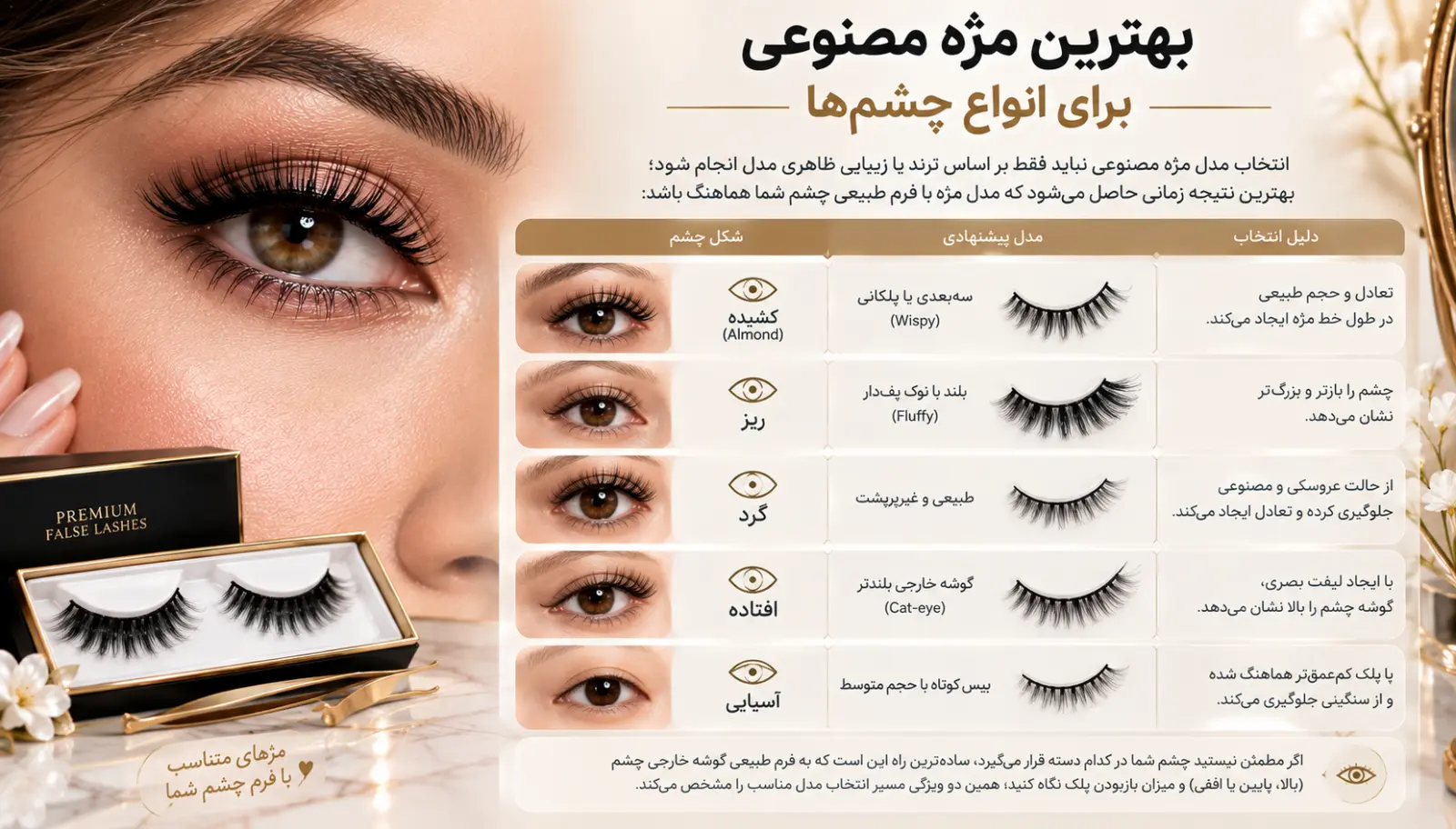 بهترین مژه مصنوعی برای انواع چشم‌ها