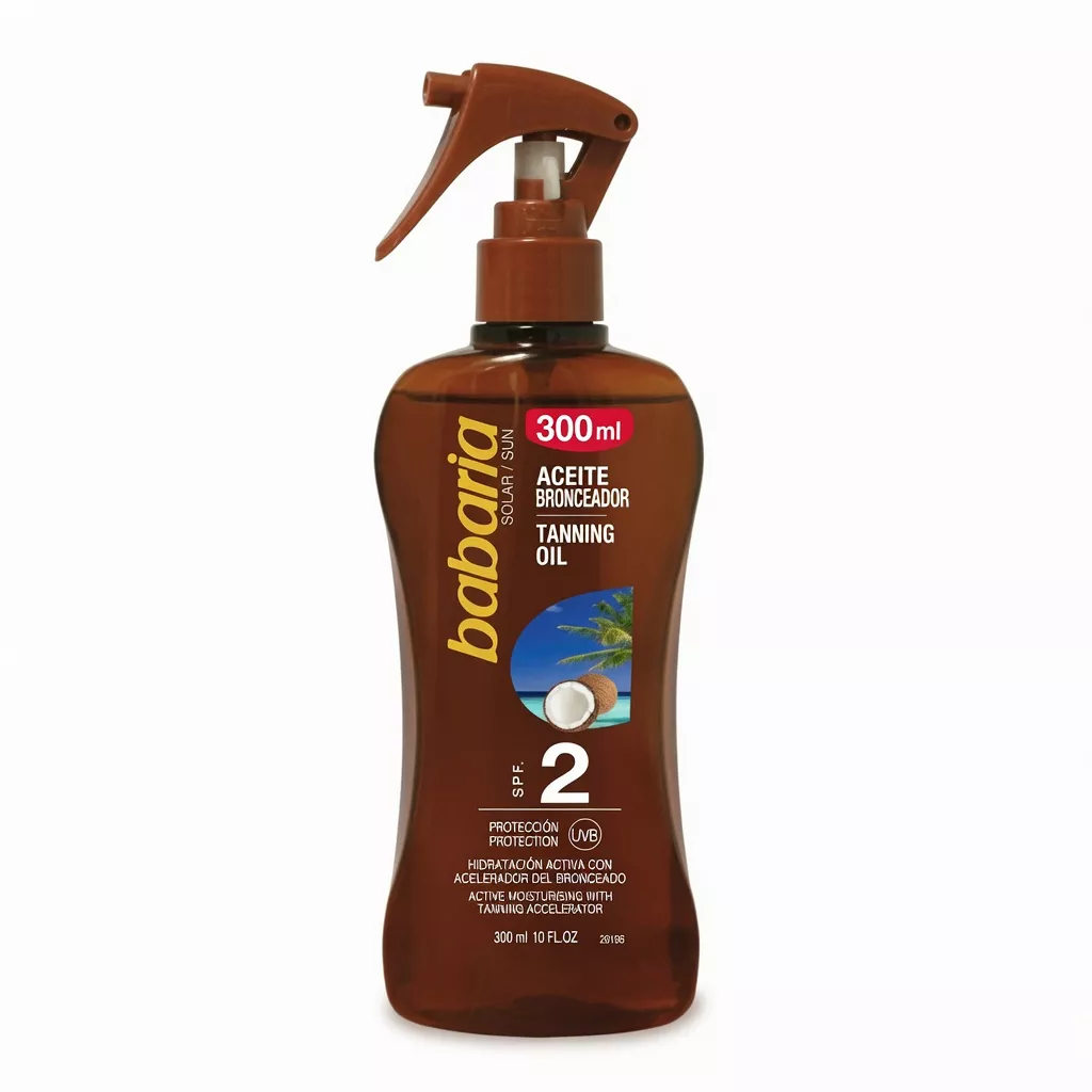 روغن برنزه کننده باباریا با عصاره نارگیل SPF2 حجم 300 میل