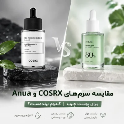 مقایسه سرم‌های COSRX و Anua برای پوست چرب | کدوم برنده‌ست؟