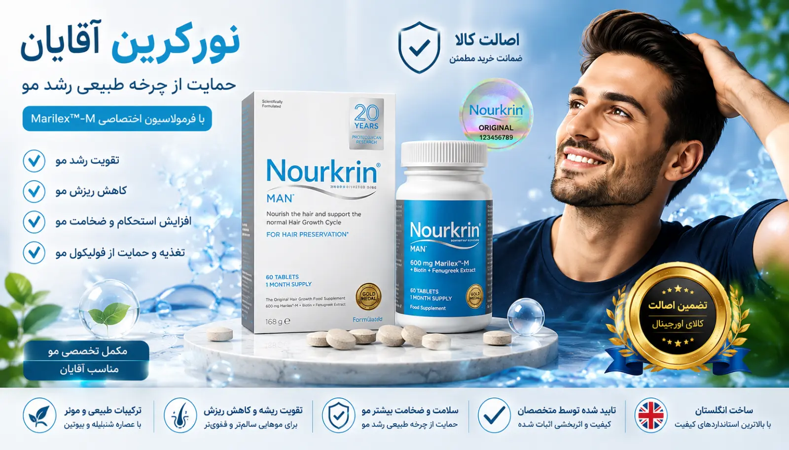قرص نورکرین آقایان (Nourkrin Man)؛ بررسی ترکیبات، نحوه مصرف و تأثیر بر ریزش مو