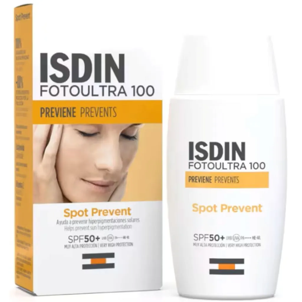 ضد آفتاب ضد لک اسپات پریونت بی رنگ ایزدینISDIN FotoUltra 100 Spot Prevent Fusion Fluid SPF 50+