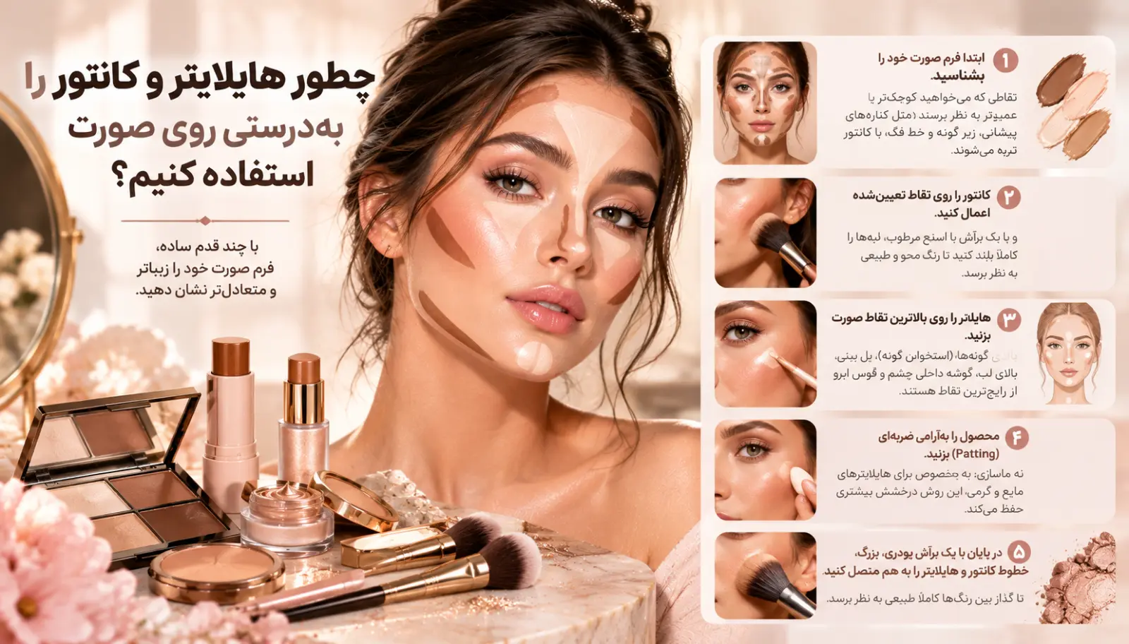 چطور هایلایتر و کانتور را به‌درستی روی صورت استفاده کنیم؟